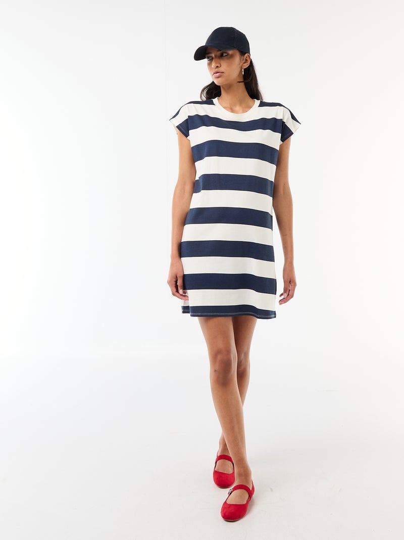 Short T-shirt Dress with Short Sleeves Blue - Kiabi