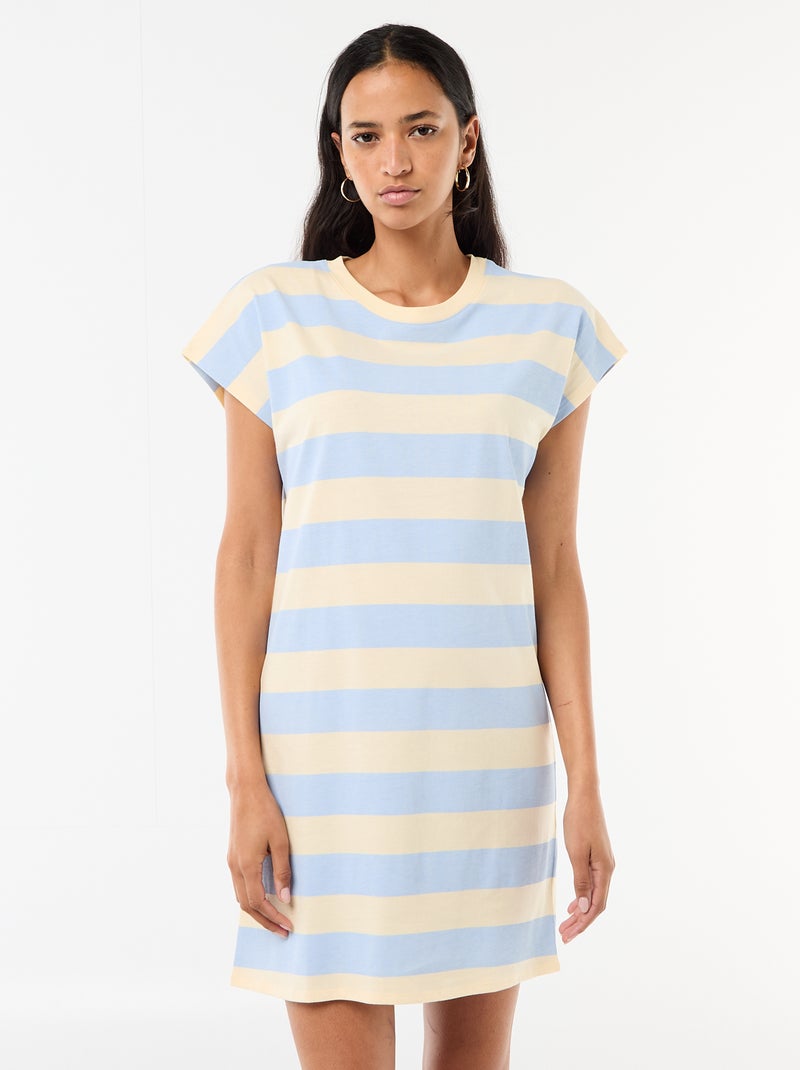 Short T-shirt Dress with Short Sleeves Blue - Kiabi