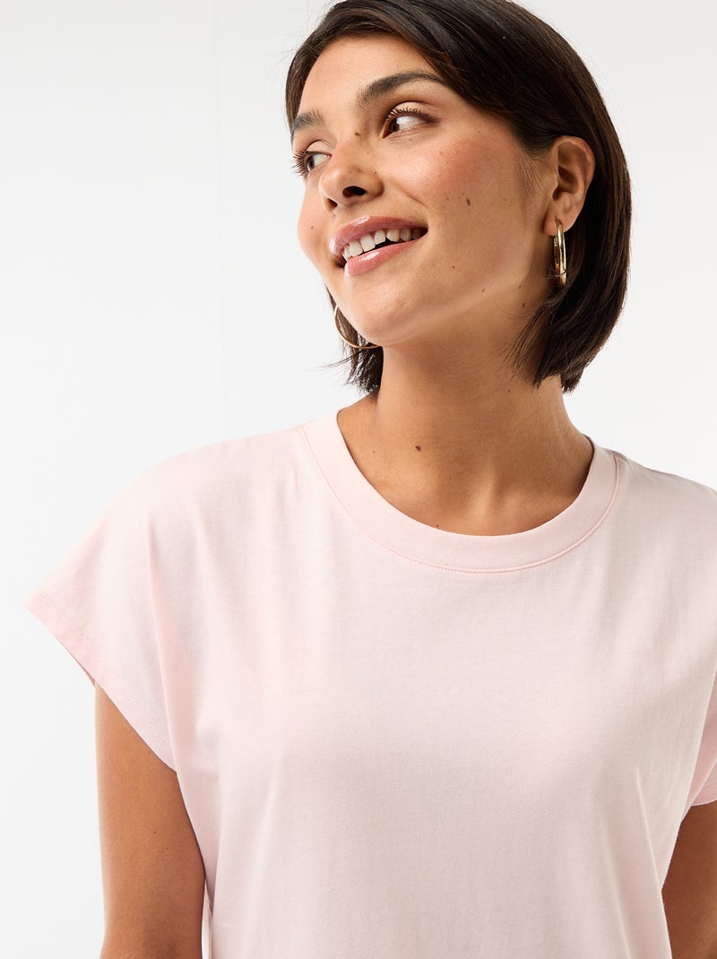 Short T-shirt Dress with Short Sleeves Pink - Kiabi
