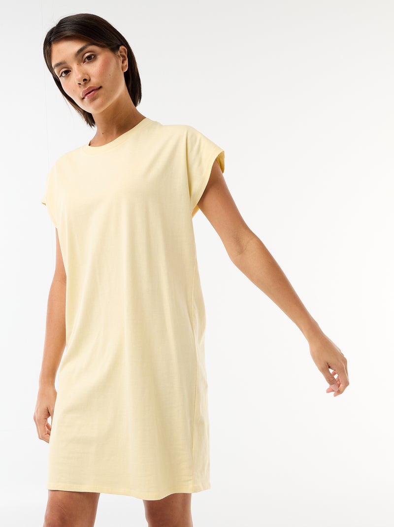 Short T-shirt Dress with Short Sleeves Yellow - Kiabi