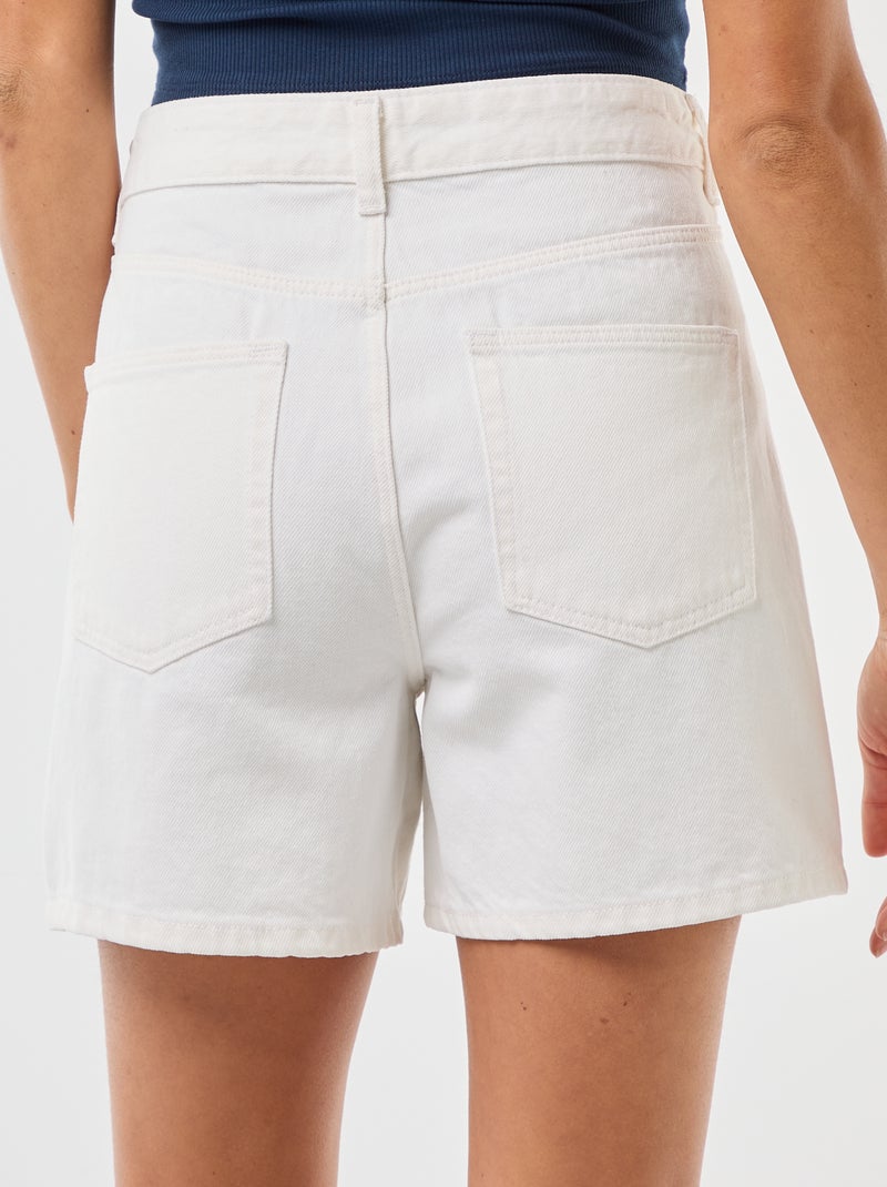 Short taille haute en jean Blanc - Kiabi
