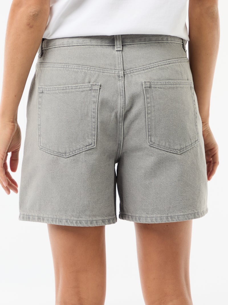 Short taille haute en jean Gris - Kiabi