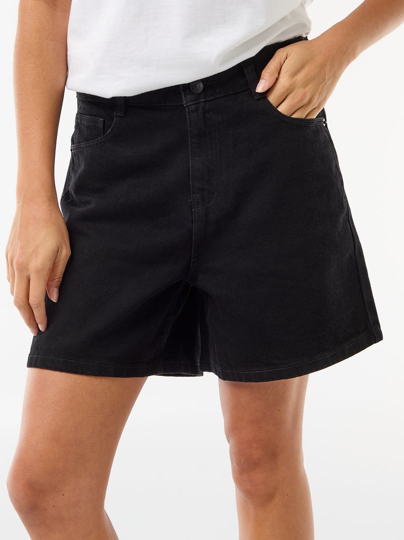 Short taille haute en jean Noir - Kiabi