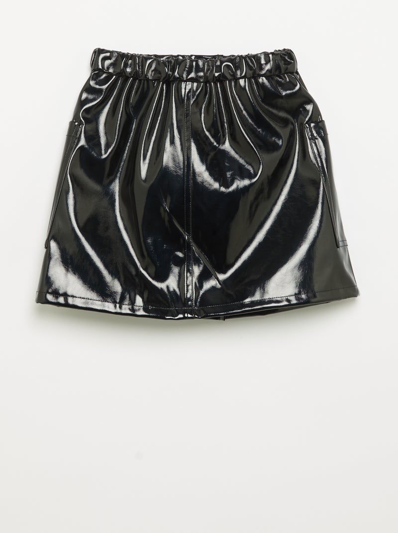 Short vinyl skirt with large pockets Black - Kiabi