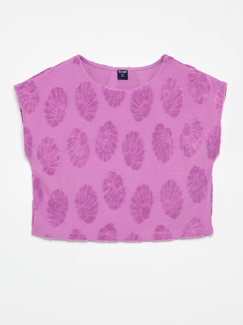 Shorts and T-shirt set with bouclé knit details Purple - Kiabi