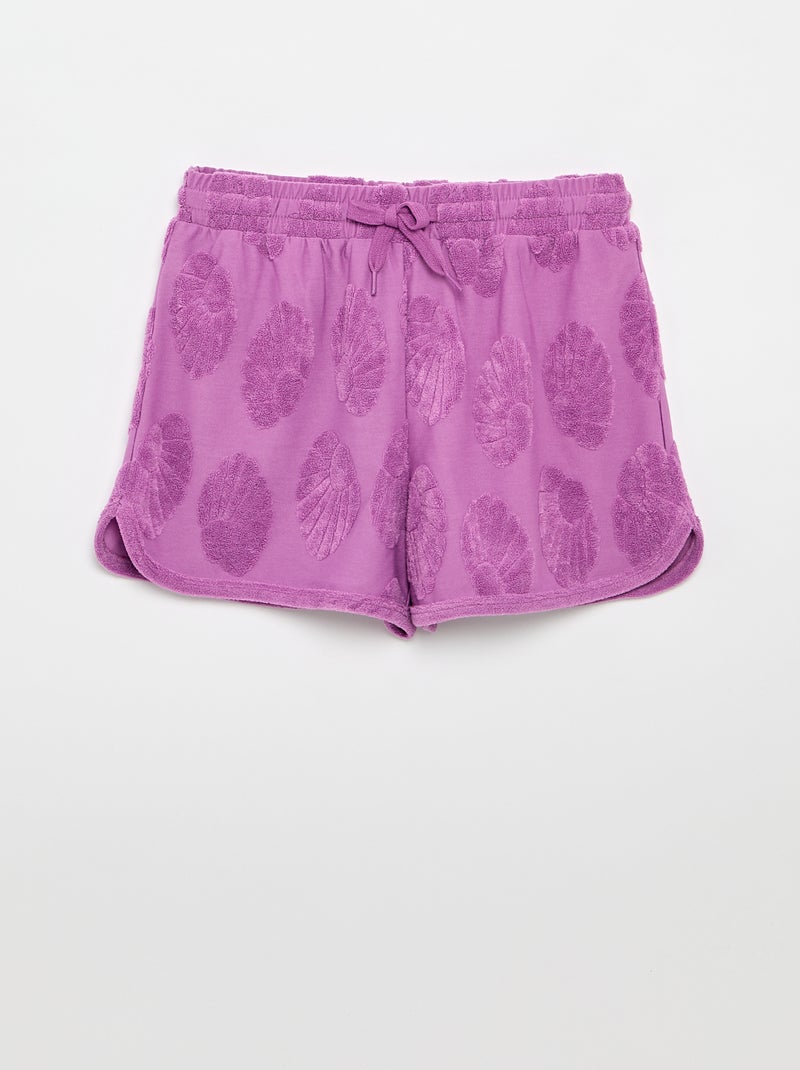 Shorts and T-shirt set with bouclé knit details Purple - Kiabi