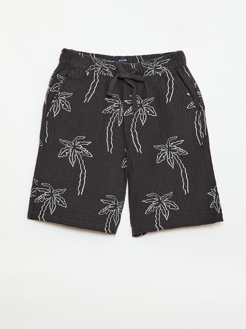 Shorts aus Baumwollgaze mit Stickmuster - Kiabi