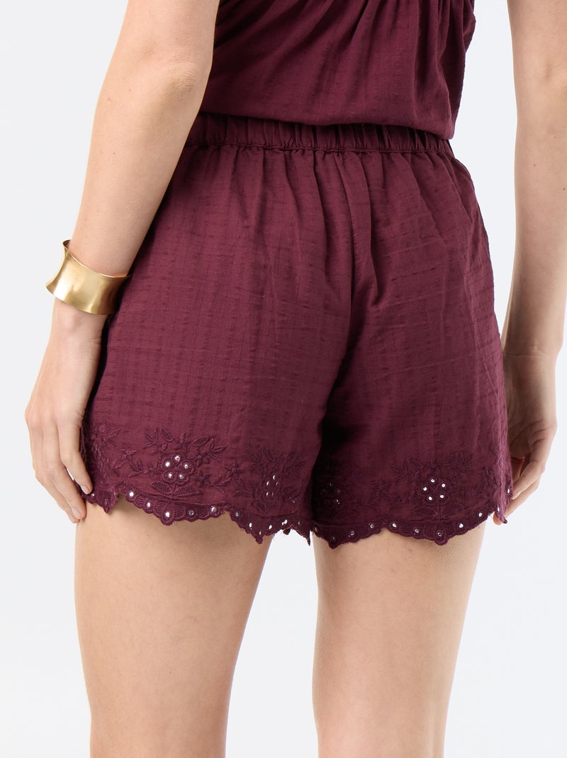 Shorts mit Stickereien und Spiegel-Pailletten Rot - Kiabi