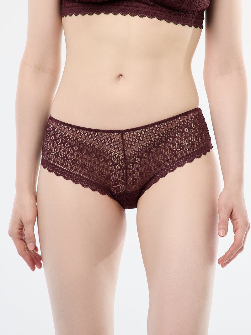 Shorty en dentelle Marron - Kiabi