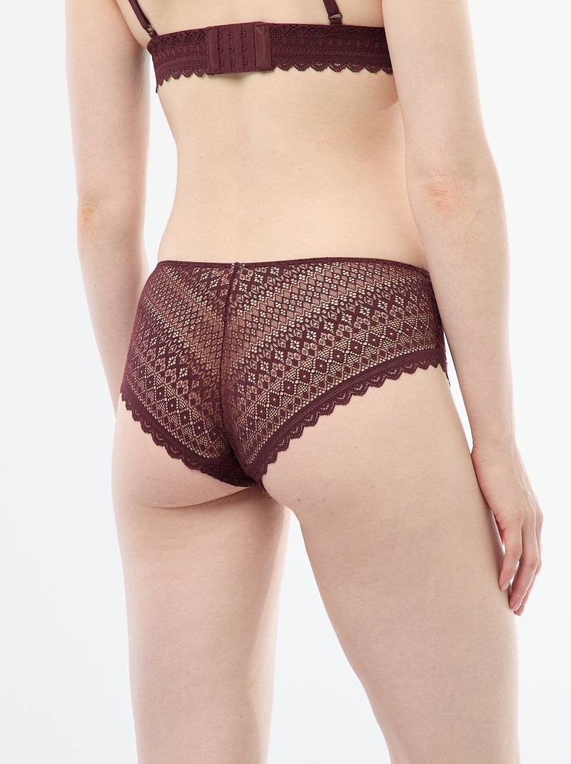 Shorty en dentelle Marron - Kiabi
