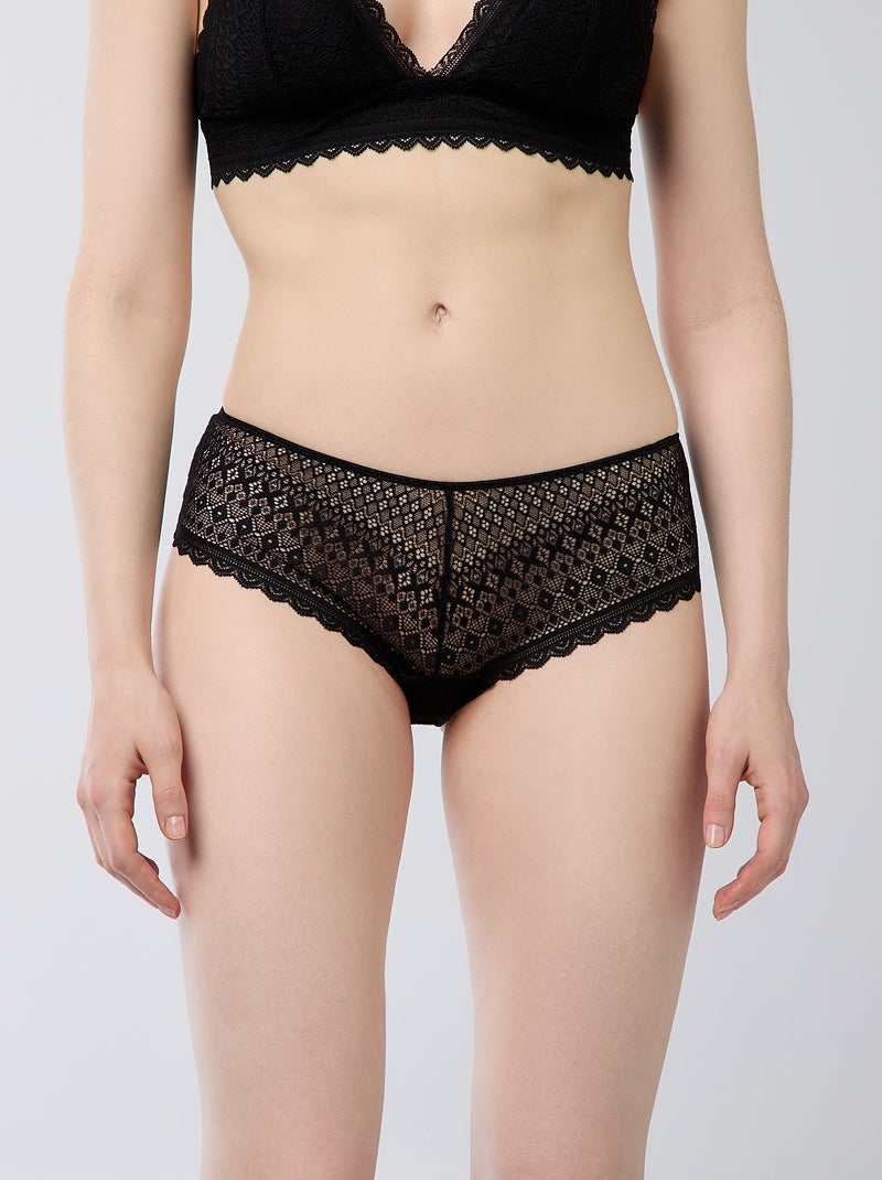 Shorty en dentelle Noir - Kiabi
