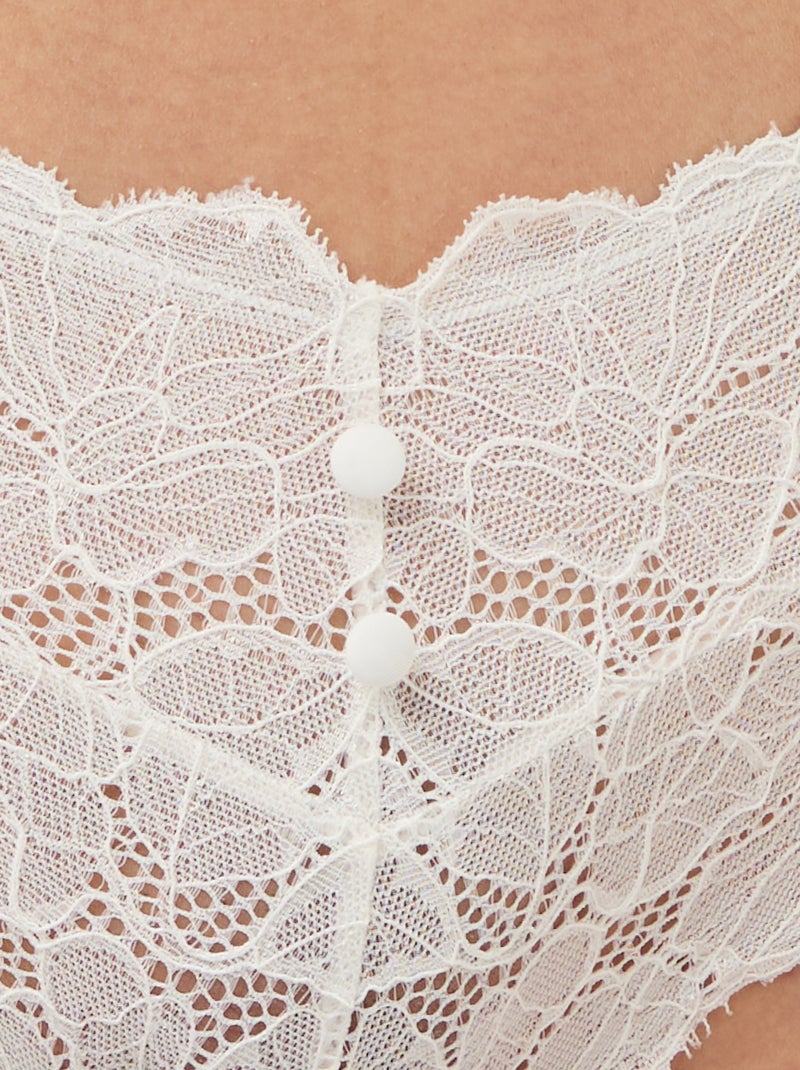 Shorty en dentelle satinée Blanc - Kiabi