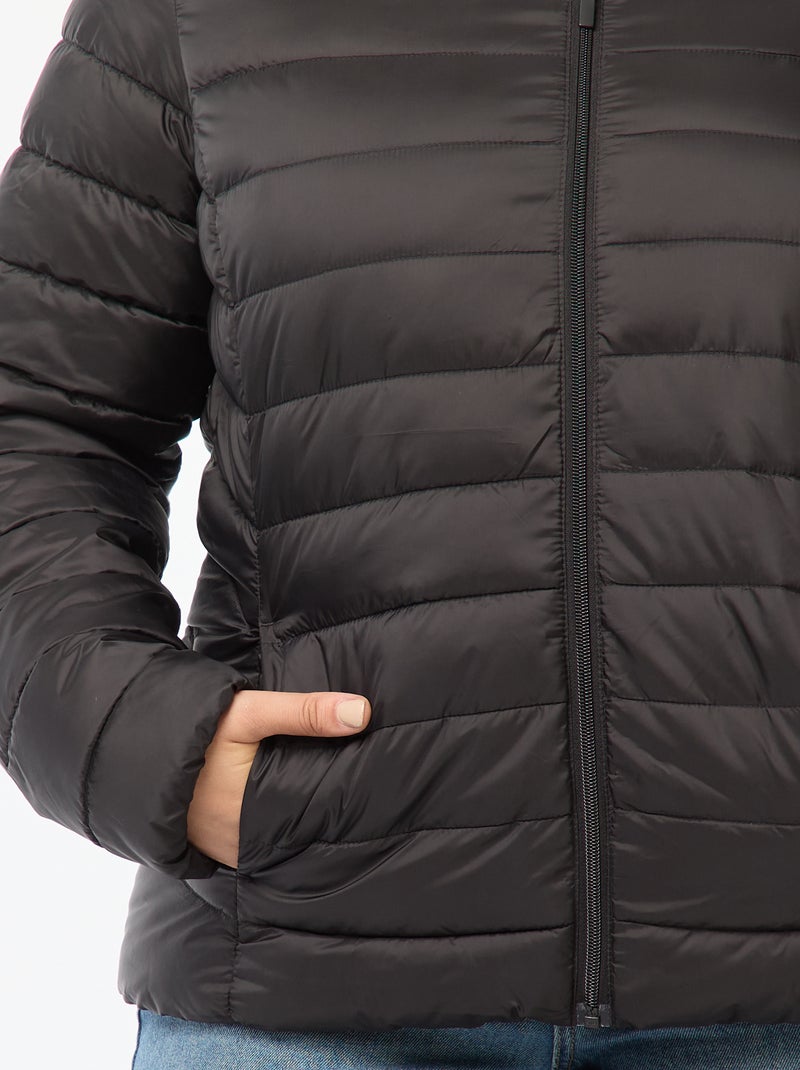 Showerproof quilted padded jacket black - Kiabi