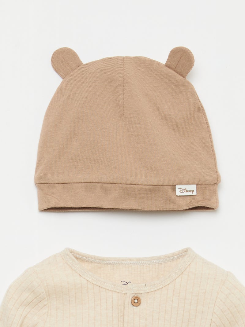 "Simba" 3-piece set: trousers + bodysuit + hat Beige - Kiabi