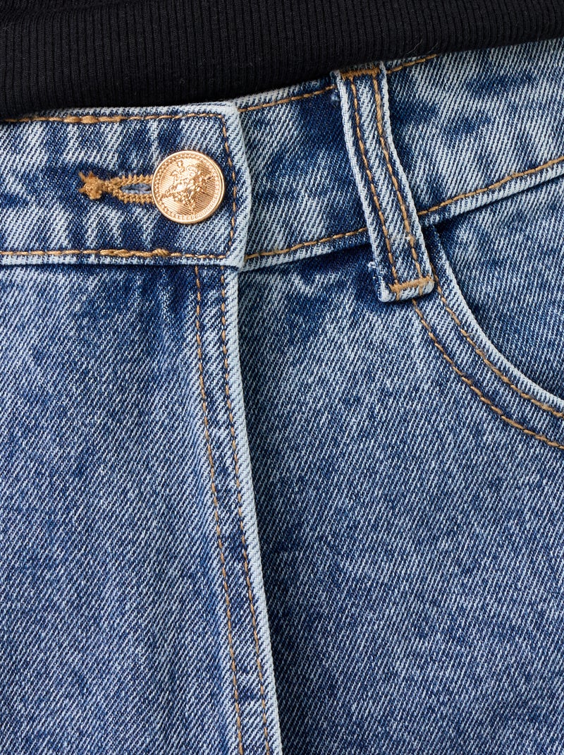 Skort en denim taille haute Bleu - Kiabi