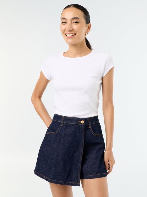 Skort en denim taille haute - Kiabi Skort en denim taille haute - Kiabi