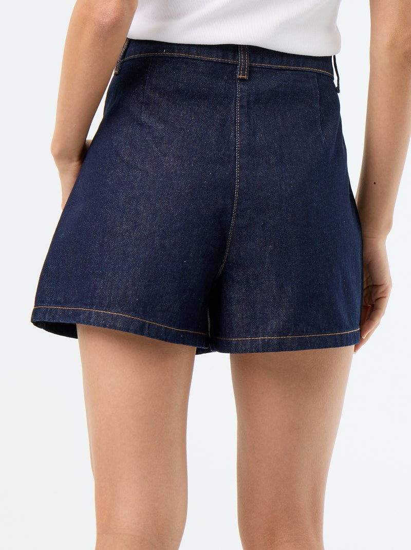 Skort en denim taille haute Bleu - Kiabi