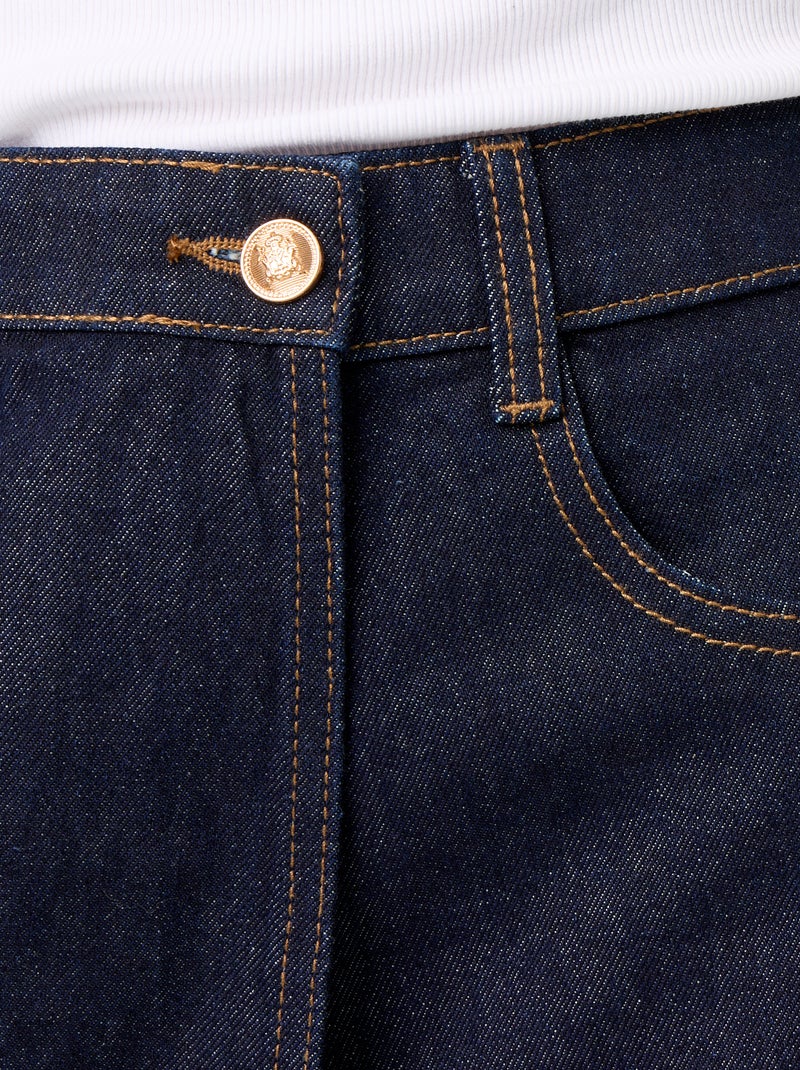 Skort en denim taille haute Bleu - Kiabi