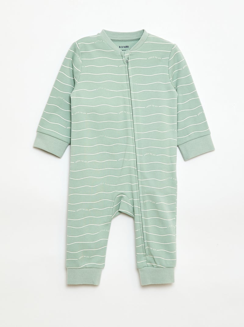 Sleepsuit + Quilted Vest Set Green - Kiabi
