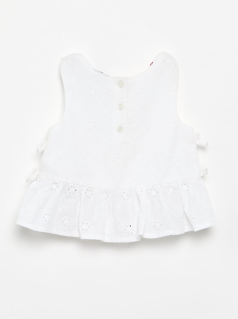 Sleeveless Blouse with Embroidery Beige - Kiabi