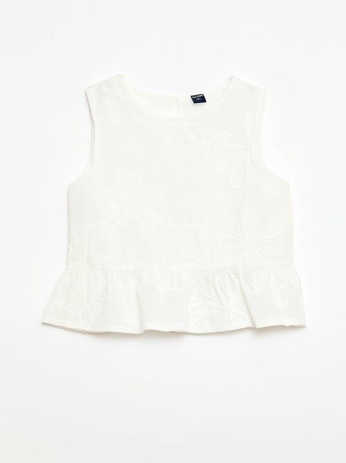 Sleeveless Blouse with Floral Embroidery - Kiabi Sleeveless Blouse with Floral Embroidery - Kiabi