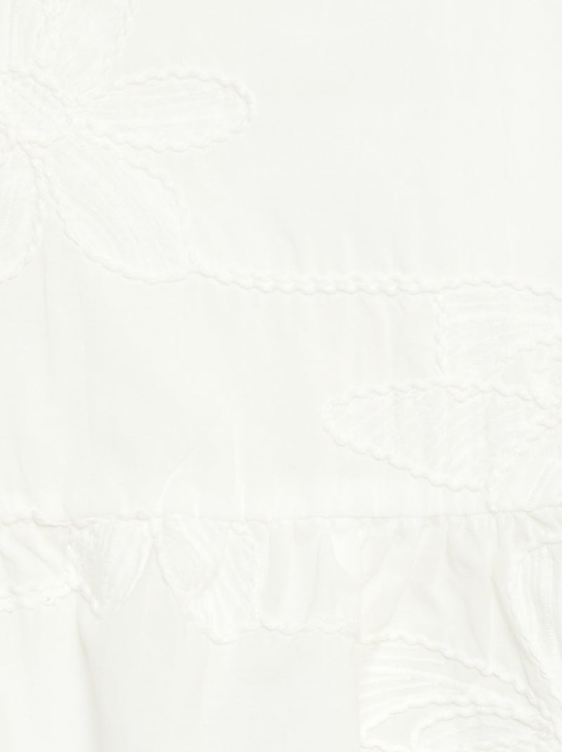 Sleeveless Blouse with Floral Embroidery White - Kiabi