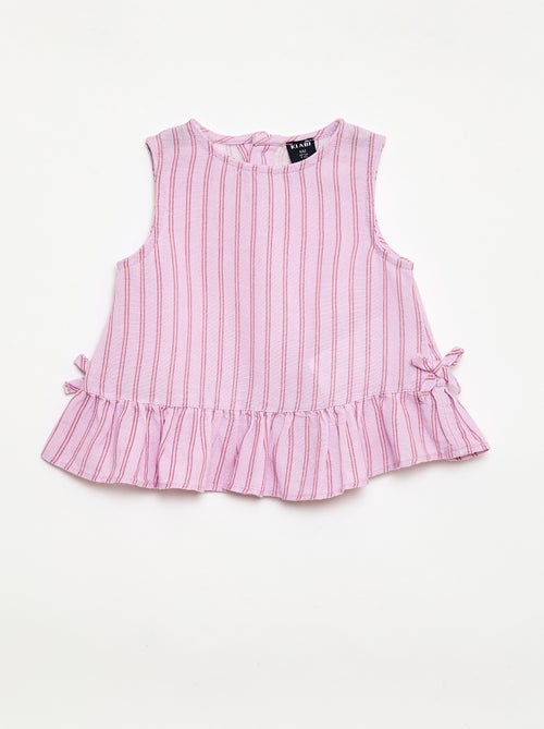 Sleeveless blouse with ruffles and bows - Kiabi