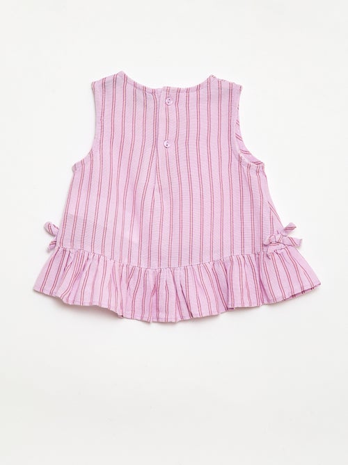 Sleeveless blouse with ruffles and bows - Kiabi