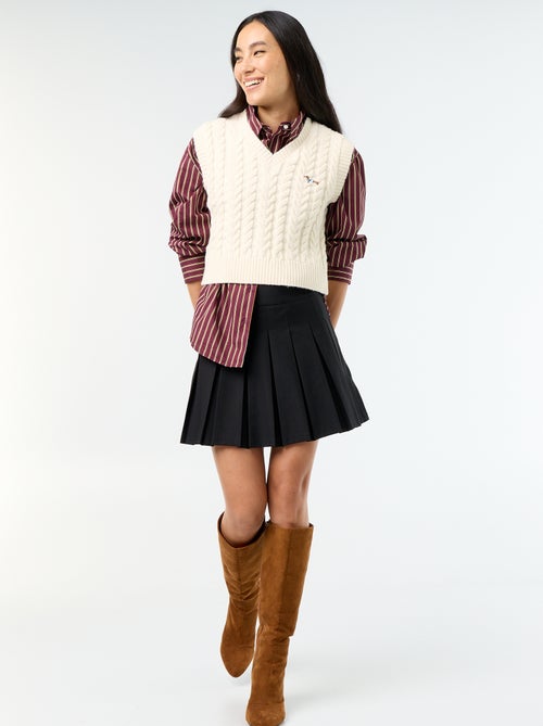 Sleeveless cable knit sweater - Kiabi