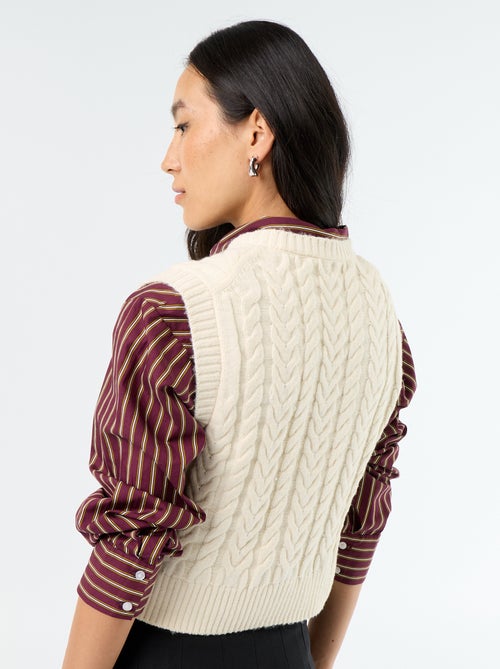 Sleeveless cable knit sweater - Kiabi