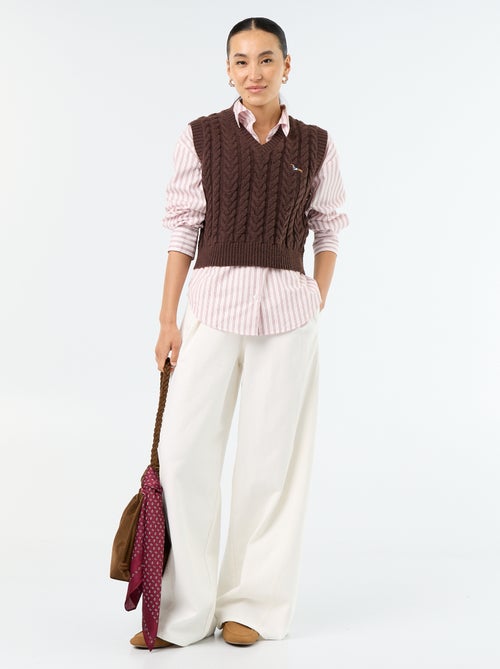 Sleeveless cable knit sweater - Kiabi