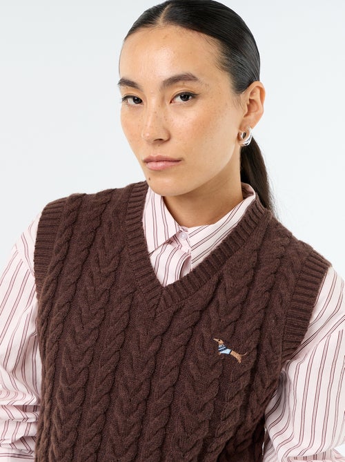 Sleeveless cable knit sweater - Kiabi