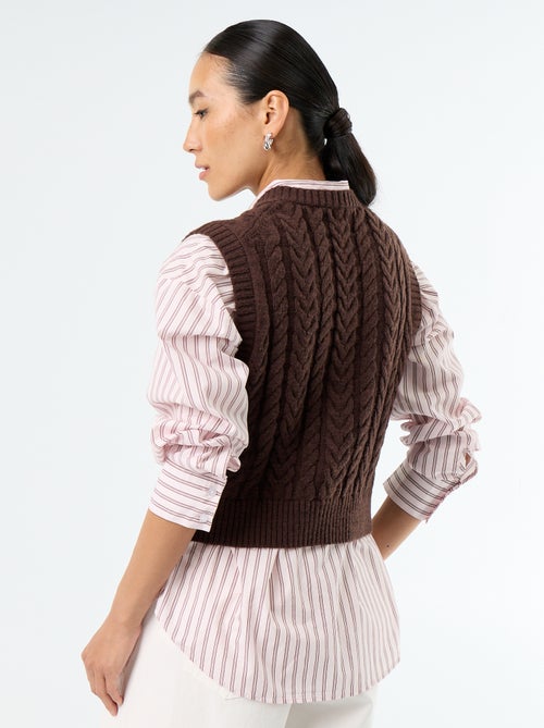 Sleeveless cable knit sweater - Kiabi