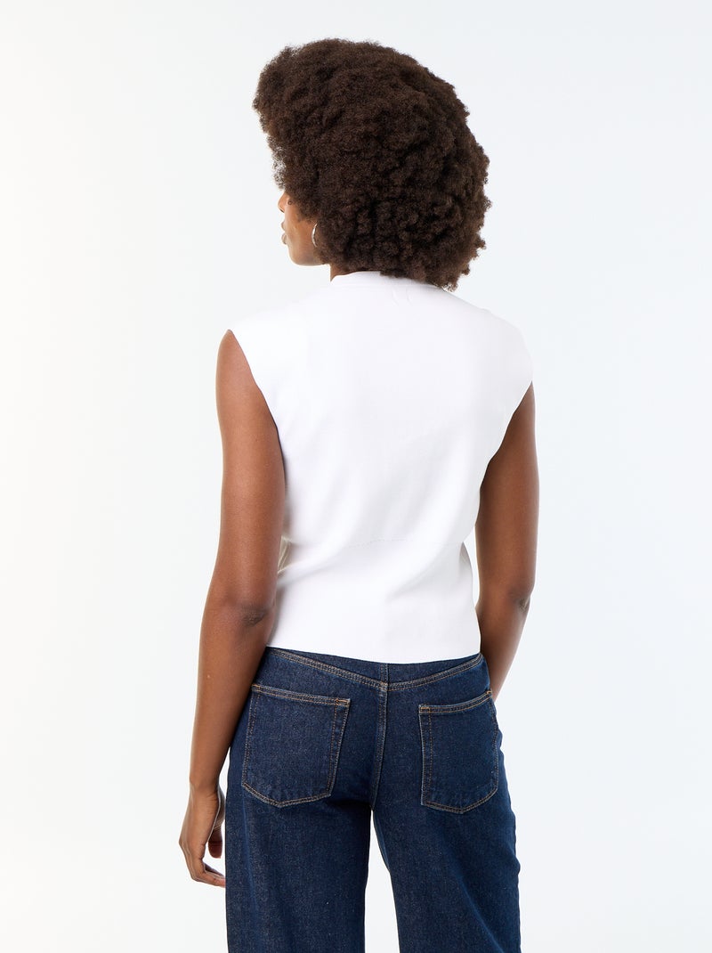 Sleeveless cardigan with gold buttons White - Kiabi