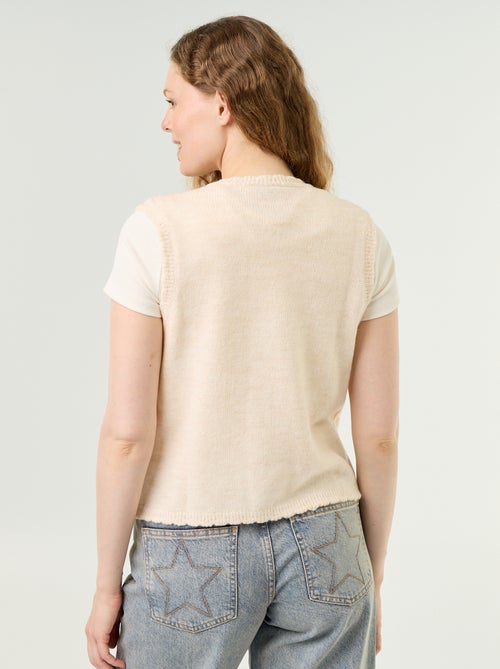Sleeveless Cardigan with Wavy Trim - Kiabi Sleeveless Cardigan with Wavy Trim - Kiabi
