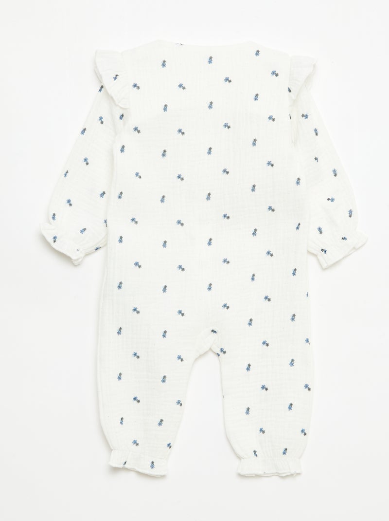 Sleeveless Cotton Double Gauze Sleepsuit White - Kiabi