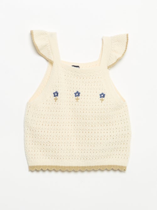 Sleeveless crochet knit top - Kiabi