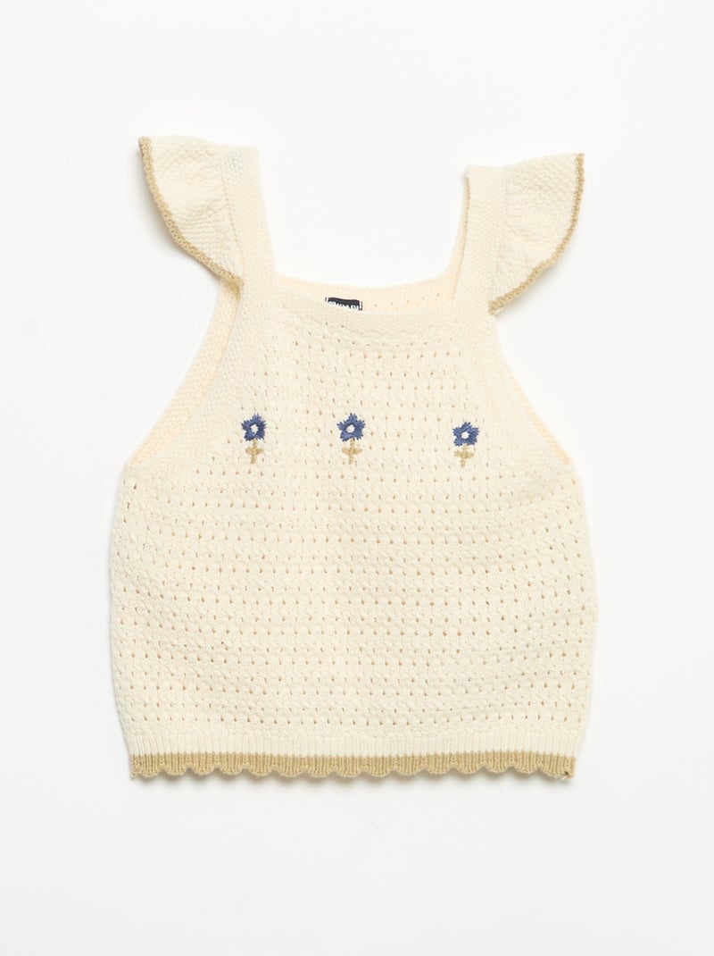 Sleeveless crochet knit top Beige - Kiabi