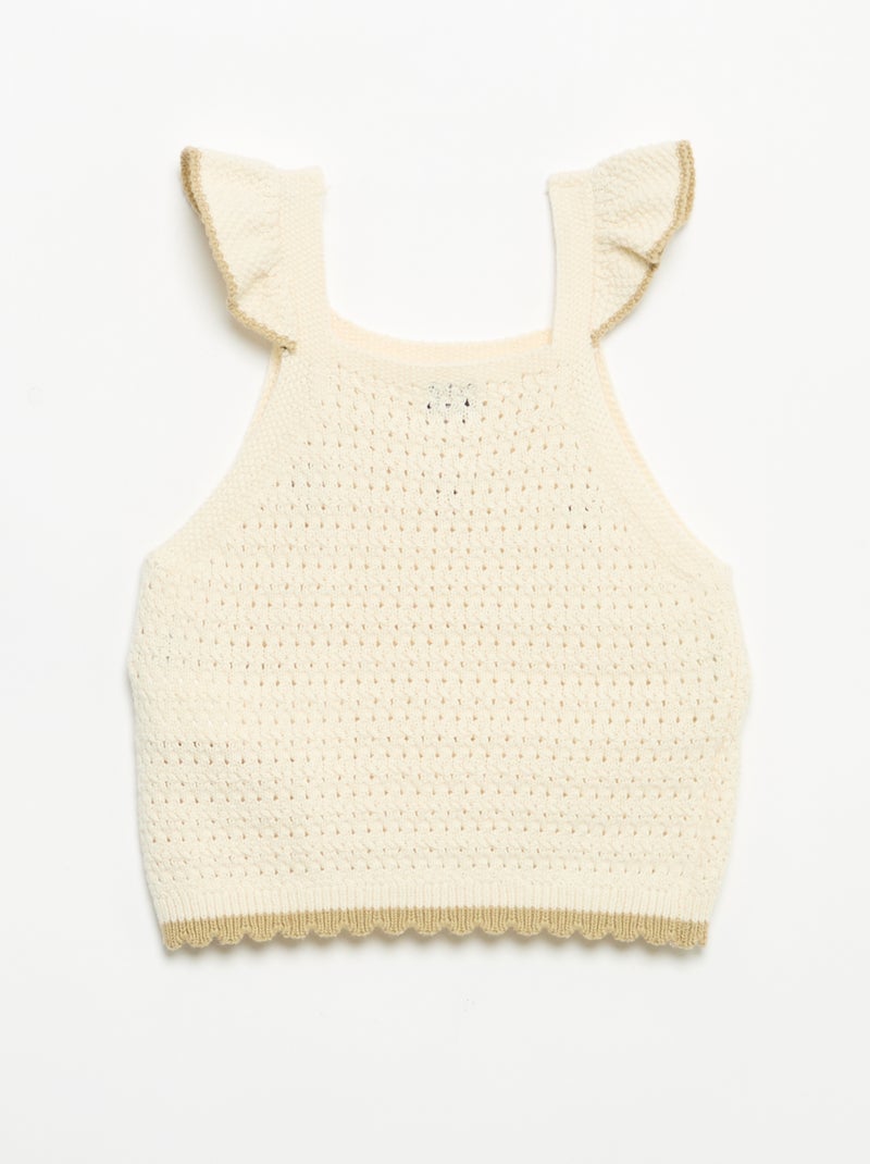 Sleeveless crochet knit top Beige - Kiabi
