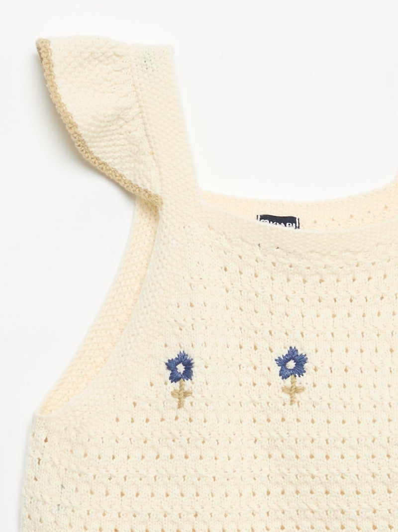 Sleeveless crochet knit top Beige - Kiabi