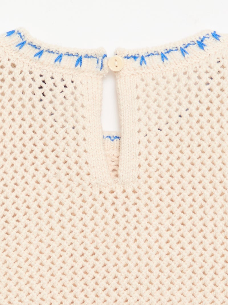 Sleeveless crochet top Beige - Kiabi