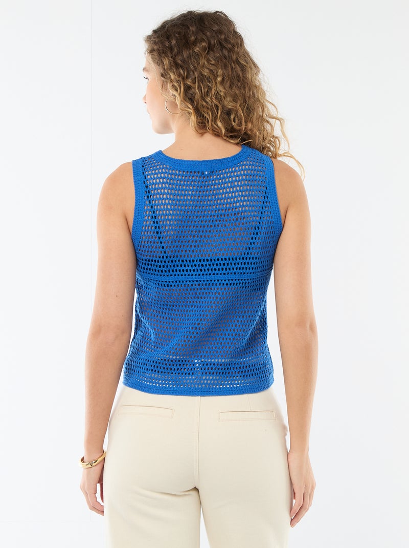 Sleeveless Crochet Top Blue - Kiabi