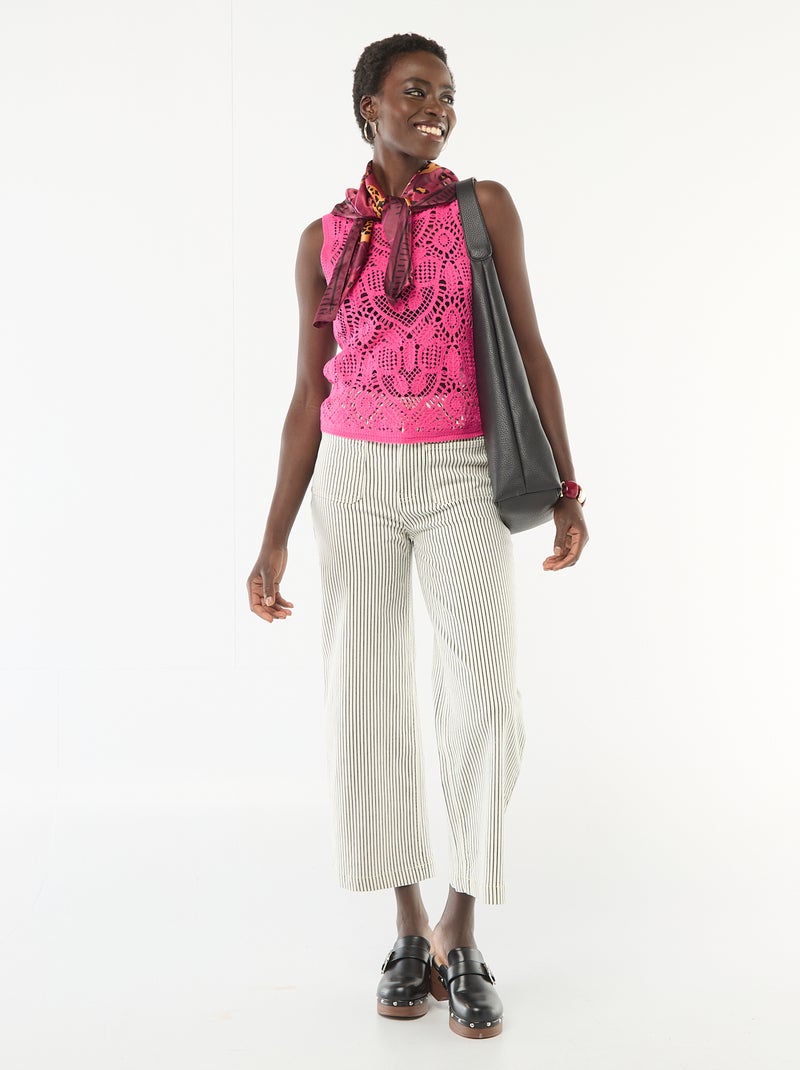 Sleeveless Crochet Top Pink - Kiabi