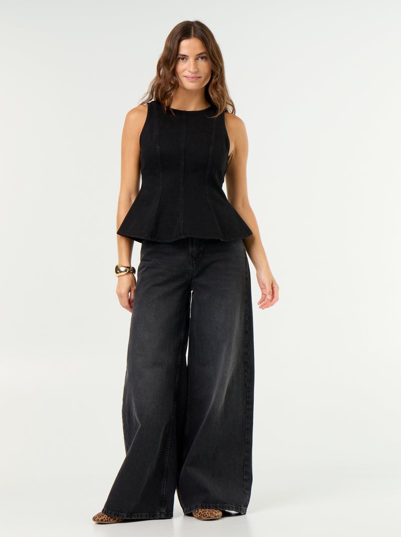 Sleeveless denim blouse Black - Kiabi
