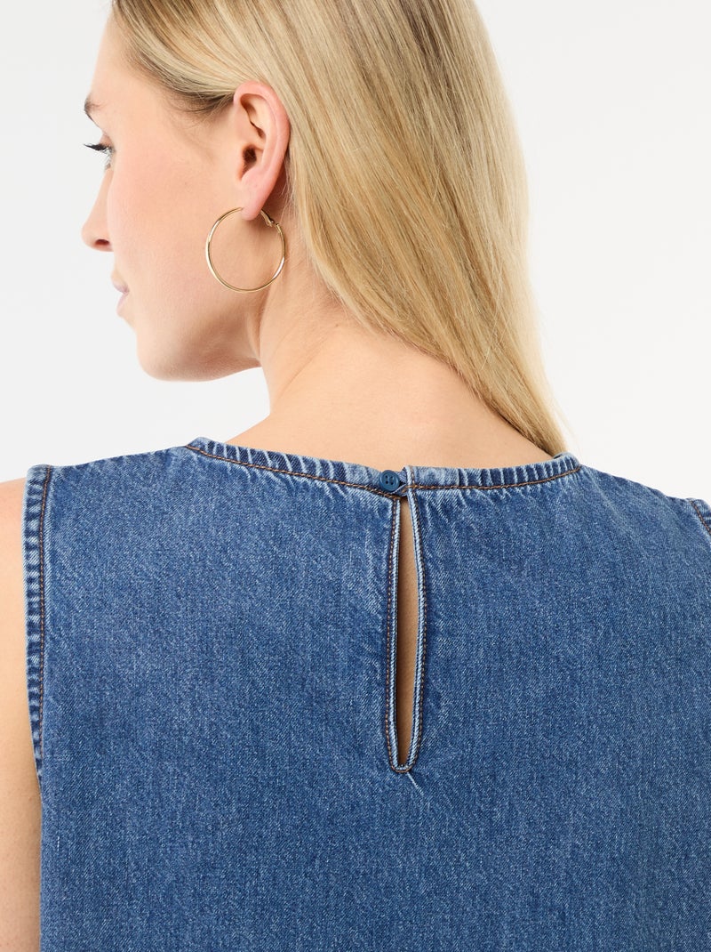 Sleeveless Denim Dress with Flared Hem Blue - Kiabi