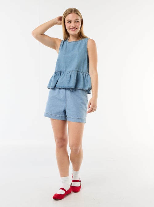 Sleeveless Denim Peplum Top - Kiabi