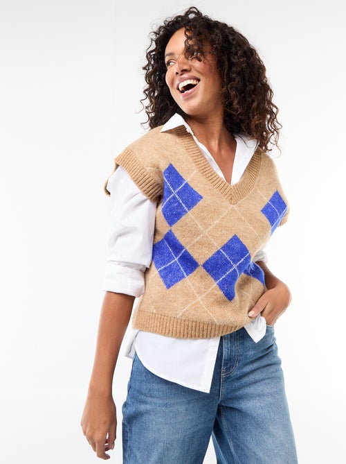 Sleeveless Diamond Pattern Sweater - Kiabi