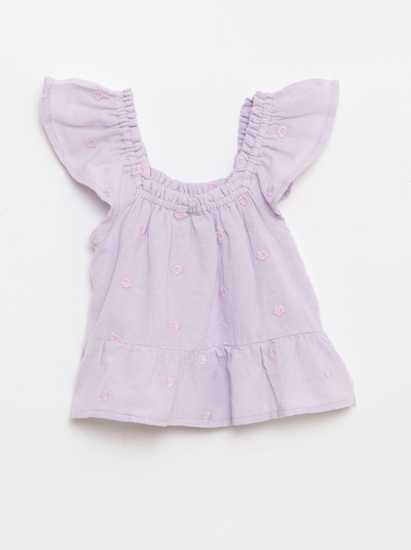 Sleeveless Embroidered Blouse Purple - Kiabi
