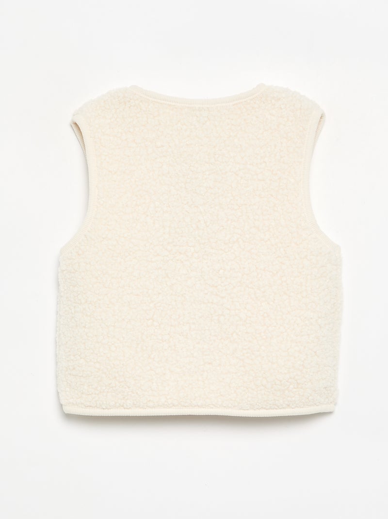Sleeveless Faux Shearling Vest White - Kiabi