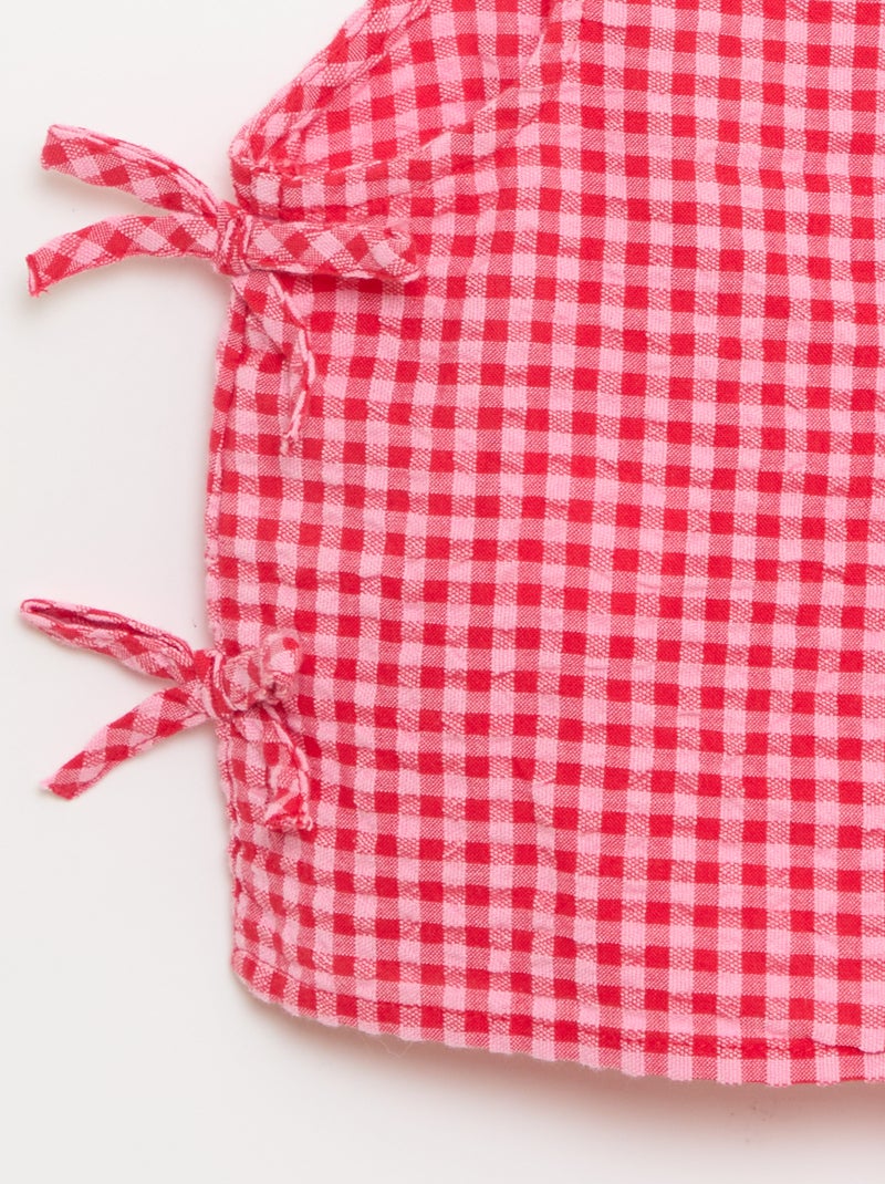 Sleeveless Gingham Blouse Pink - Kiabi